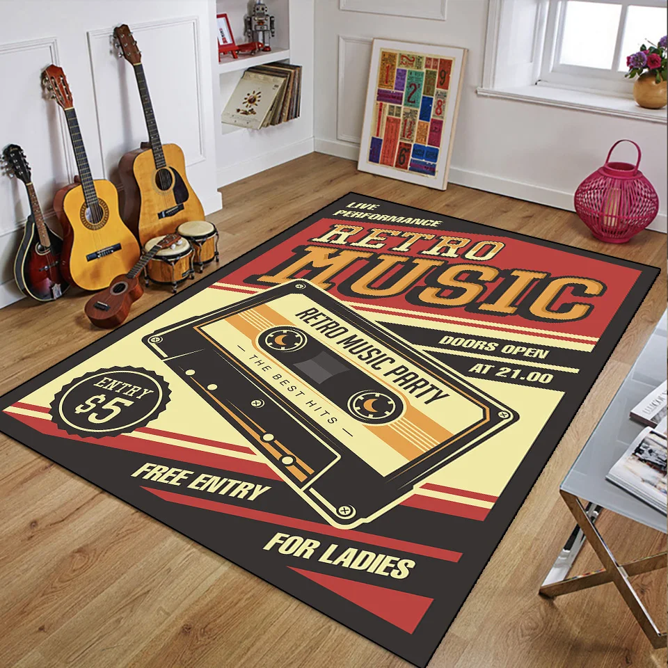 3D Printing Guitar - Retro Music Rugs for Bedroom Decoration