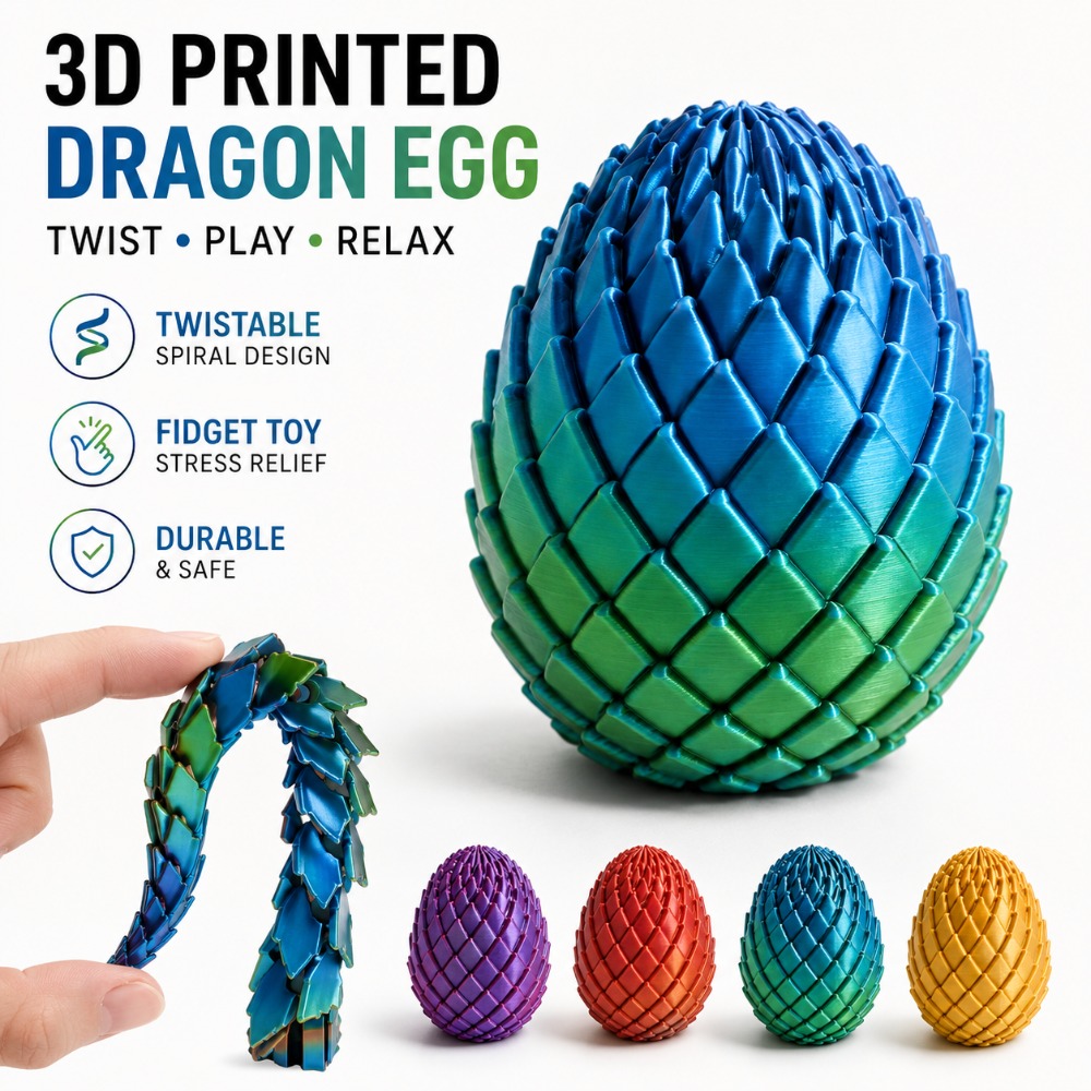 3D Printing Egg - 3D Printed 7.5/5.5CM Twisted Dragon Egg